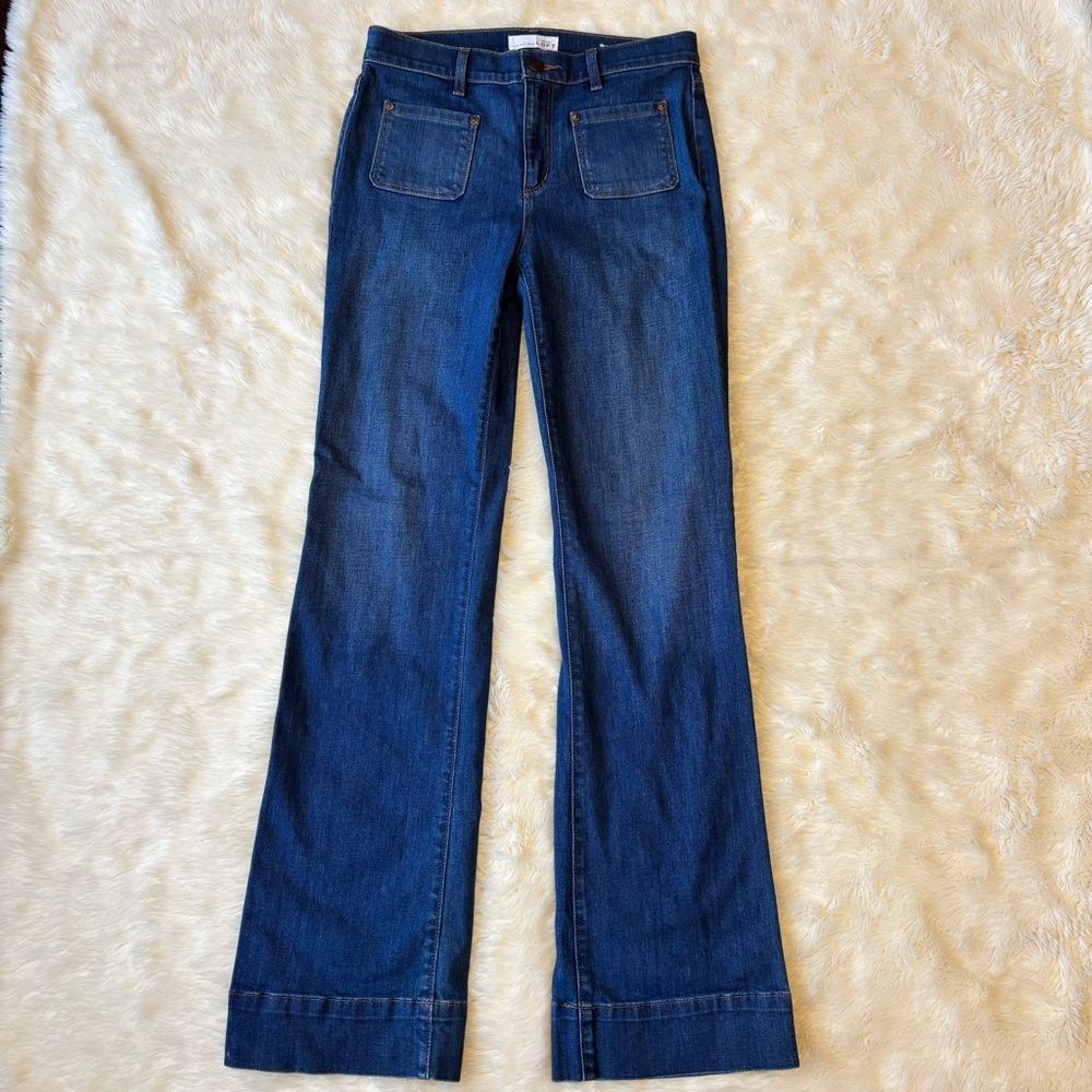 LOFT Dark Blue Wide Leg Denim Trousers
